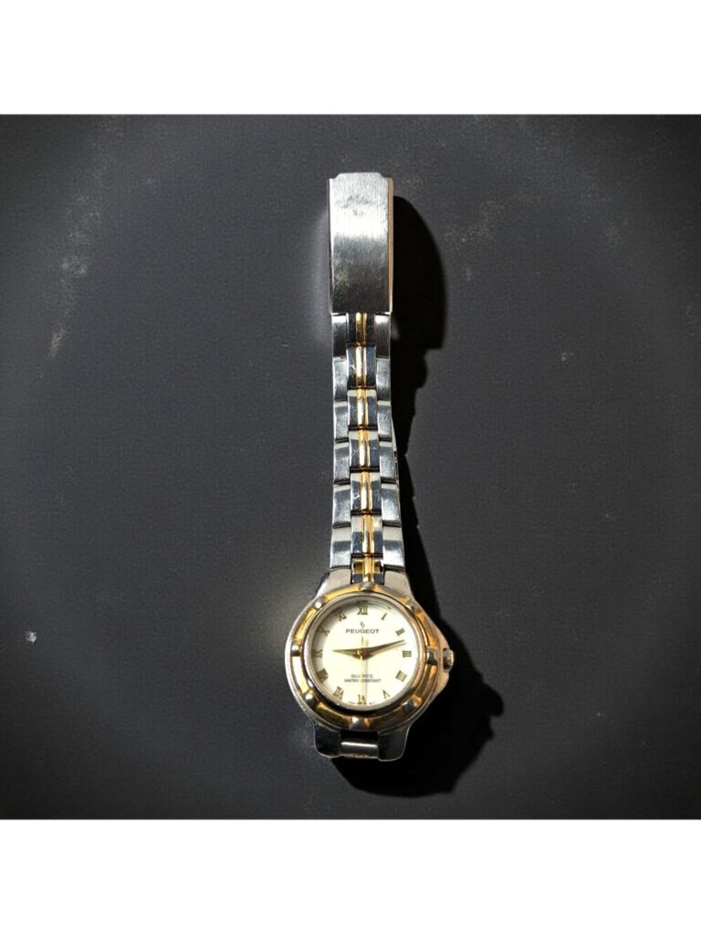 Mens Peugeot 98G99 Silver,Gold Tone Water Resistant 30meters,100ft Hidden Lock